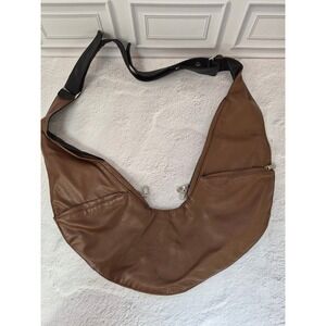 Sash Crossbody Sling Bag Purse Brown Black Vegan Leather Boho Travel Bag